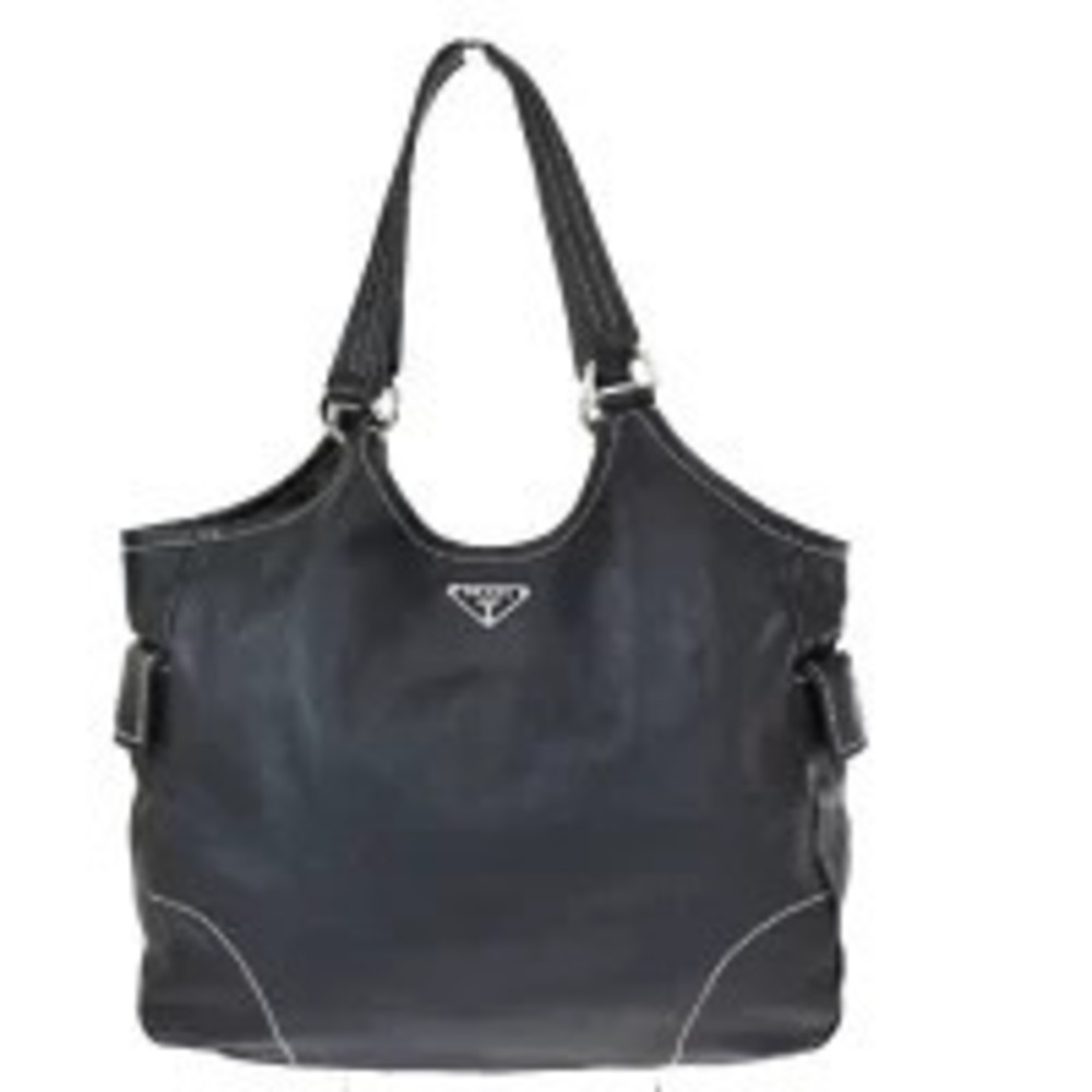 Prada Shoulder Bag Hand Tote Black Leather